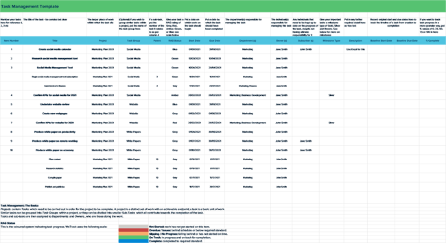 project and task template image